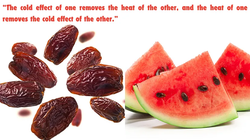 Dates and watermelon in a white background