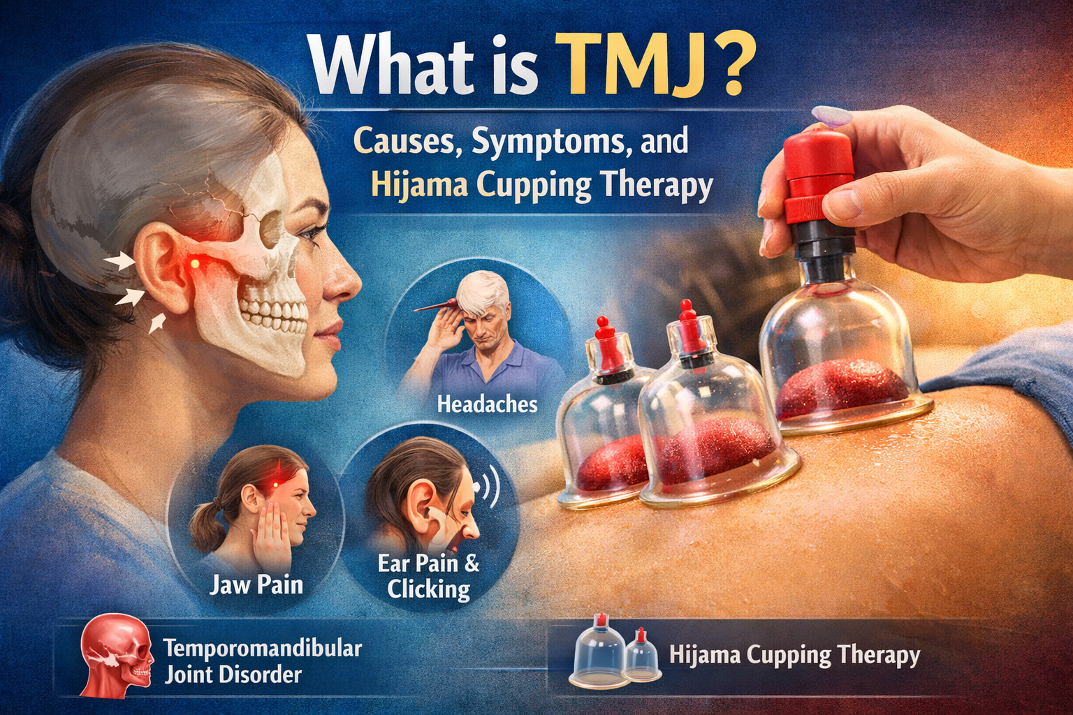 a blog feature image on What is TMJ, Causes, Symptoms, and Hijama Cupping Therapy