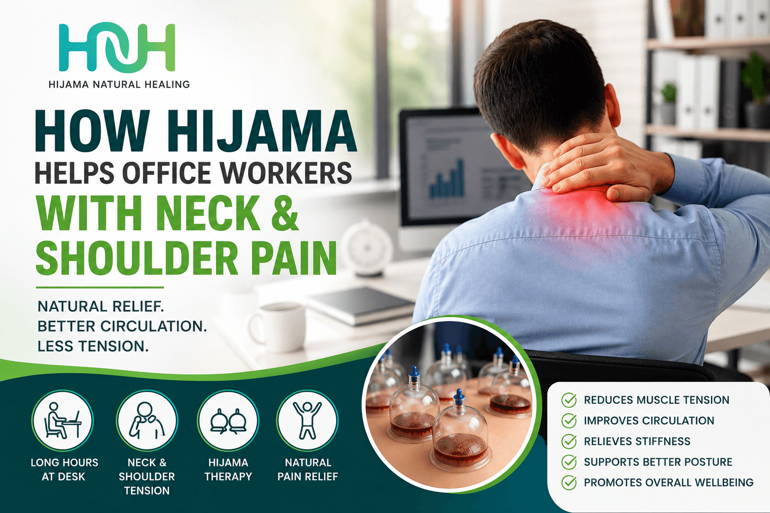 How Hijama Helps Office Workers With Neck and Shoulder Pain