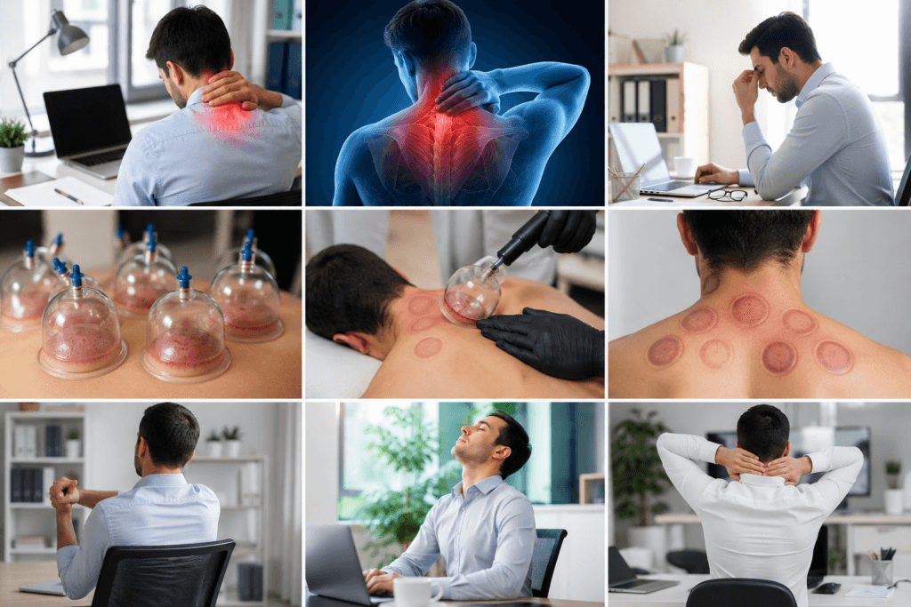 Neck pain relief and cupping therapy